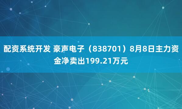 配资系统开发 豪声电子（838701）8月8日主力资金净卖出199.21万元